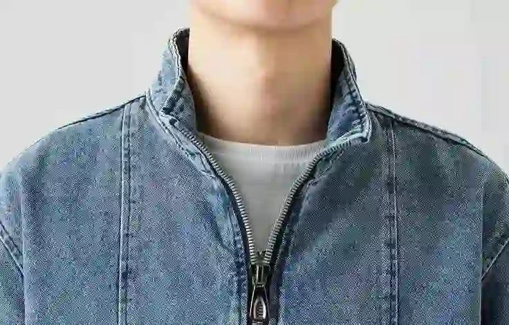 Men's Denim Jacket Biker Aesthetic Zip V Male Jean Coats Motorcycle Designer Winter 2024 Original Menswear New in Joker Fashion