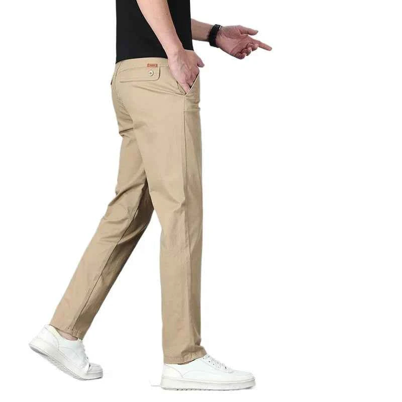 Men's casual pants 2025 New Spring and autumn casual straight business outdoor workwear thick cotton-like long pants