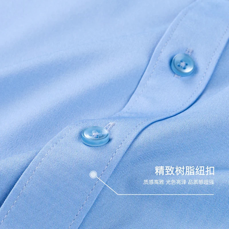 Men's short-sleeved shirt Business casual tooling solid color high-qua