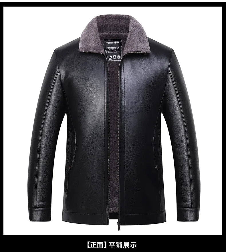 Men's Fur One Casual Thickened Motorcycle Jacket Men's Fashion Leather