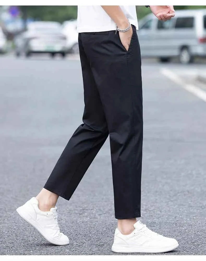 Mens Clothes Spring Summer Thin Casual Pants Men Slim Fashion Stretch Business Korean Trousers Social Leisure Ankle Length Pants