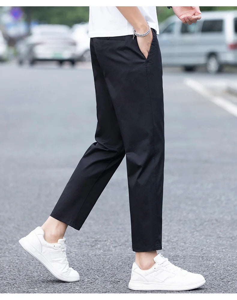 Herrkläder Vår Sommar Tunna Casualbyxor Herr Slim Mode Stretch