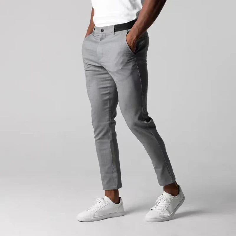 New Men's Casual Work Pants Business Cotton Trousers Spring Autumn Sol