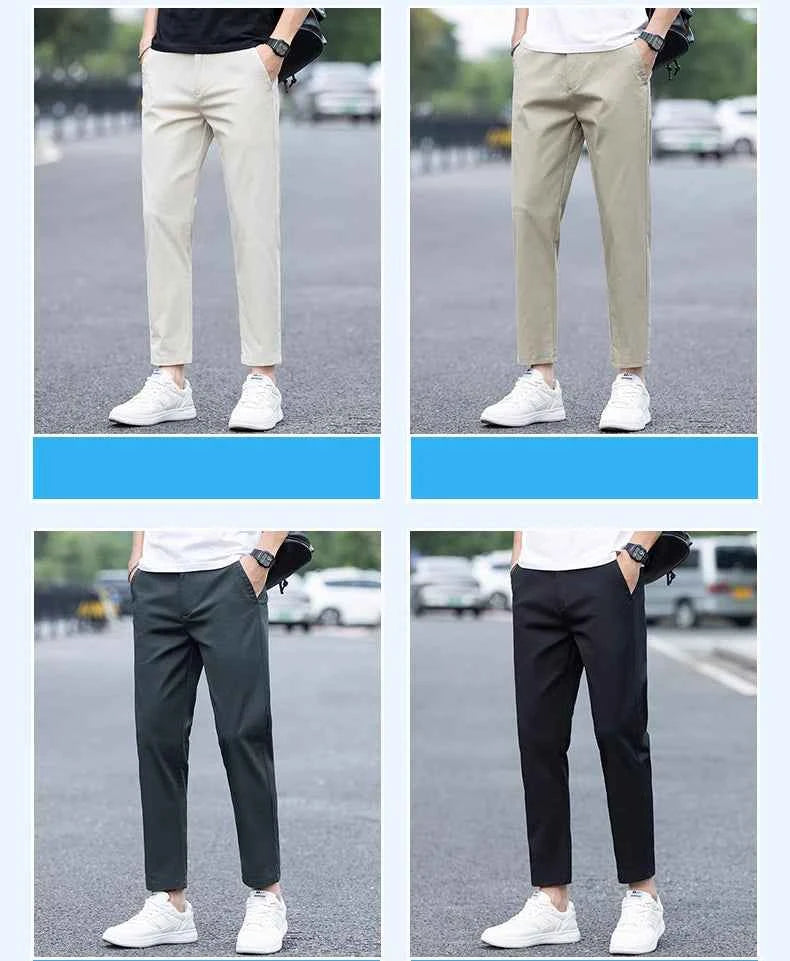 Mens Clothes Spring Summer Thin Casual Pants Men Slim Fashion Stretch Business Korean Trousers Social Leisure Ankle Length Pants