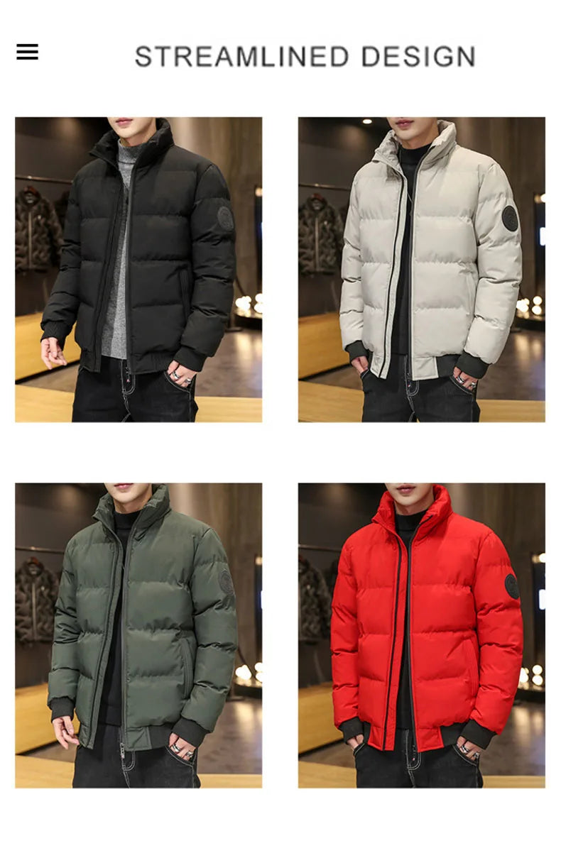 Puffer Jacket Men Warm Coats Thick Fashion Casual Winter Man Jackets C