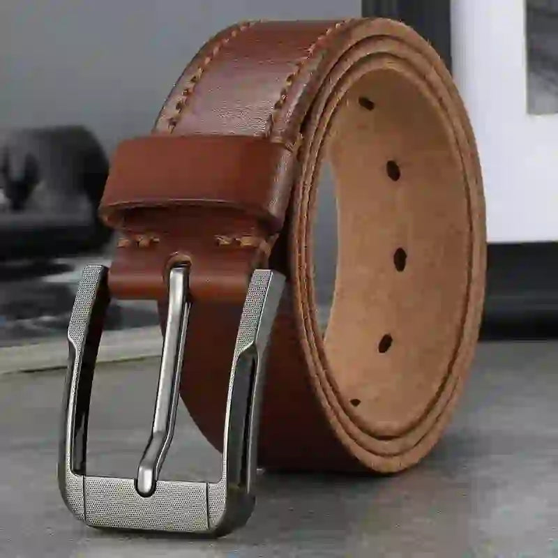 Belt men's genuine leather pin buckle men's leather belt business midd
