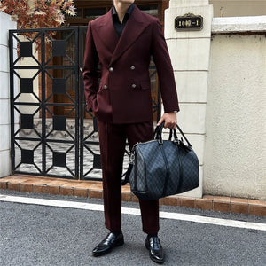 Men’s Italian Suit | Double Breasted Suit | Wedding Business Outfit