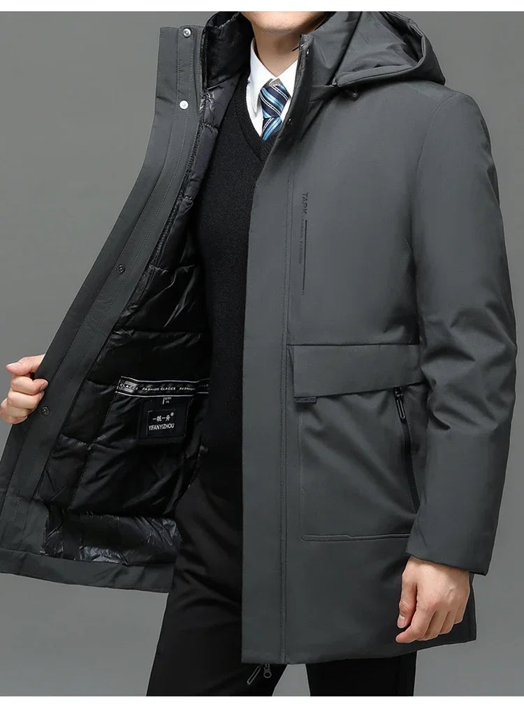 Men's Hooded Jackets Casual Outwear Long Parkas Men New Autumn Winter
