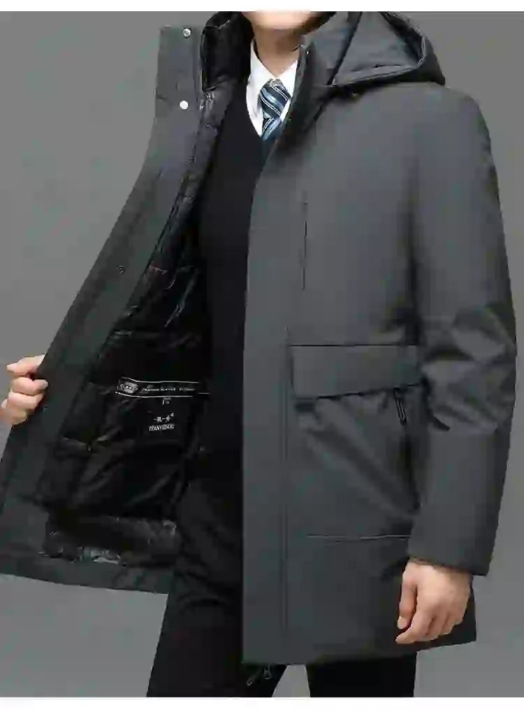 Men's Hooded Jackets Casual Outwear Long Parkas Men New Autumn Winter