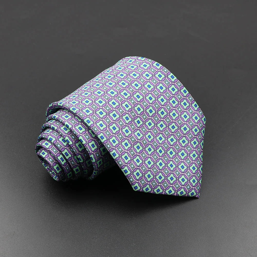 Men's Fashion Silk Tie 7. Soft Novelty Tie Blue Green Orange Color Tie