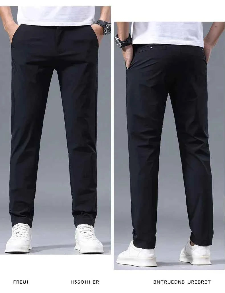 Men's Thin Slim Straight Casual Pants Business Leisure Classic Spring Summer Trousers Brand Clothing Elasticity Male Pants