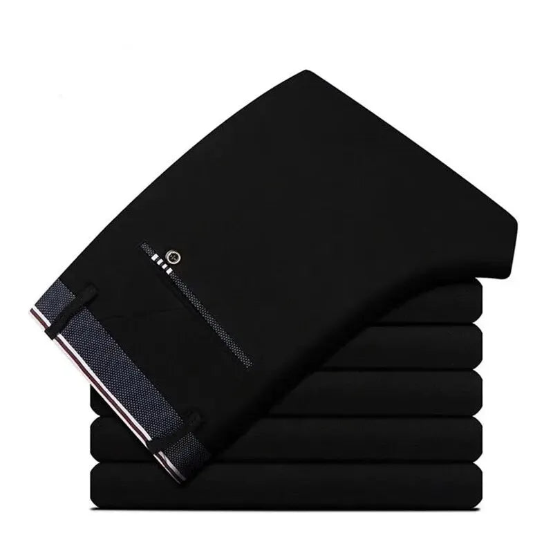 Men's Elastic Straight Pants Business Casual Long Suit Pants Male Form