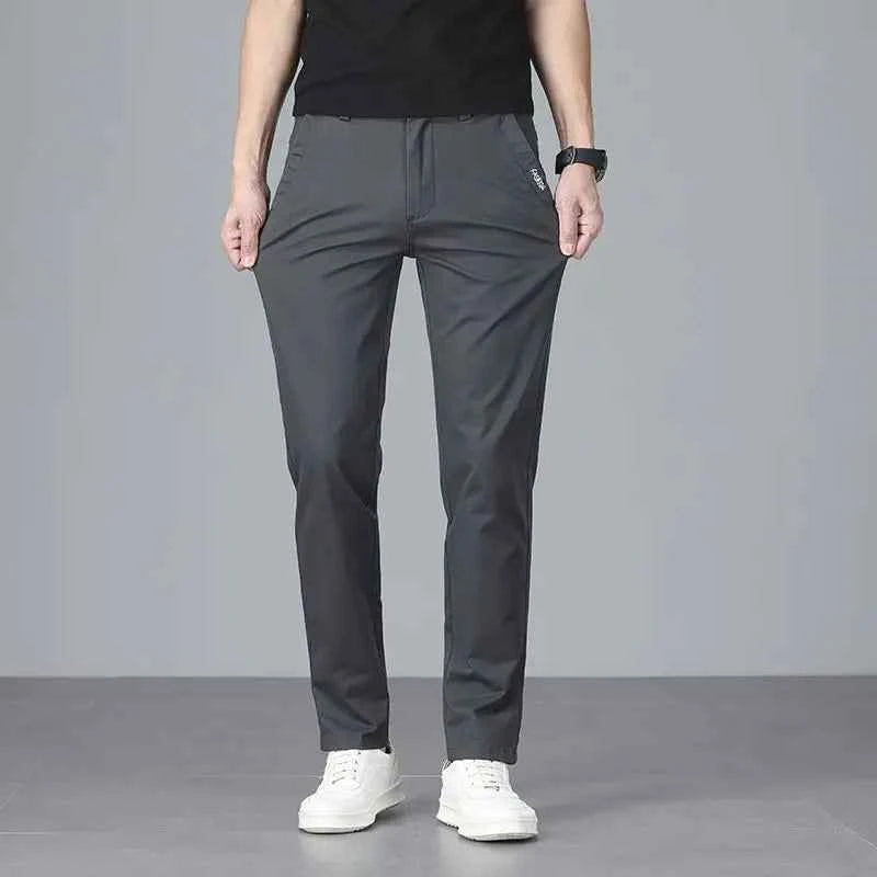 Men's casual pants 2025 New Spring and autumn casual straight business outdoor workwear thick cotton-like long pants