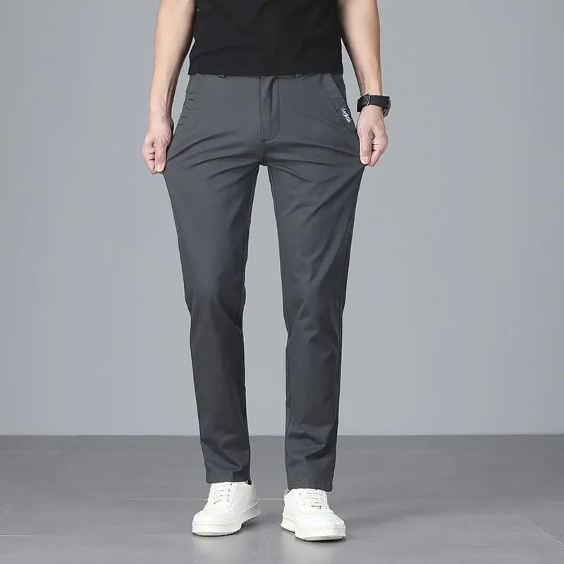 Men's casual pants 2025 New Spring and autumn casual straight business outdoor workwear thick cotton-like long pants