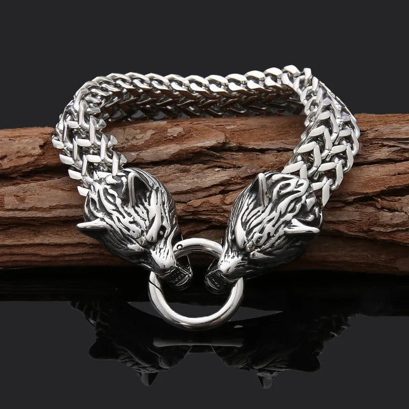 Stainless Steel Bracelet | Men’s Wolf Head Jewelry