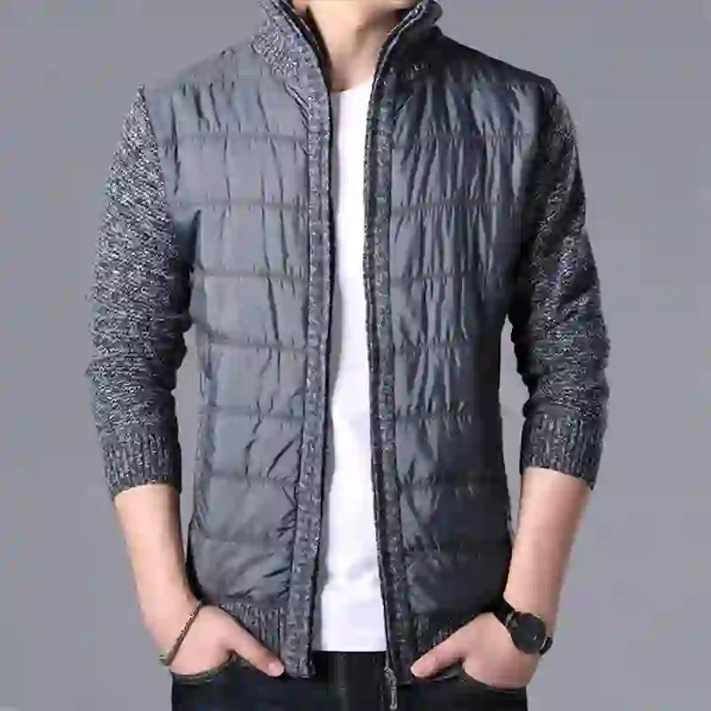 Winter Cardigan Men Thick Warm Sweater Coat Fashion Patchwork Slim Kni
