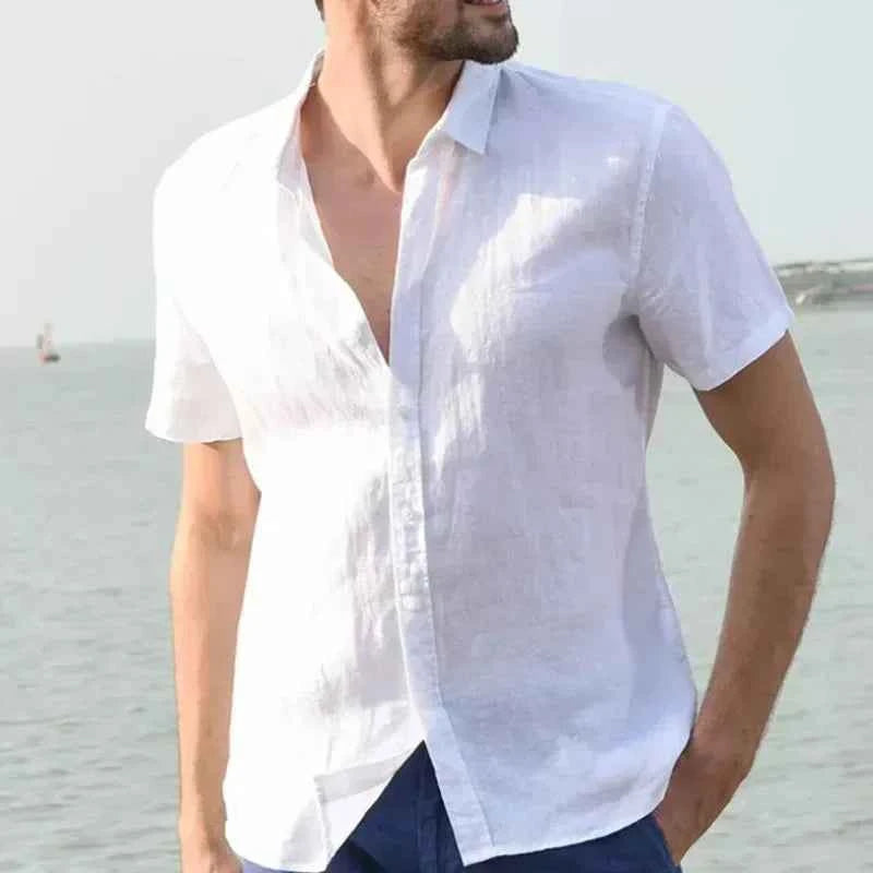 Mens Short Sleeve Button Up Shirt Top Casual White Summer Shirt Oversize Boys Tops Cotton Streetwear Xxxl Xxxxl Shirts for Men