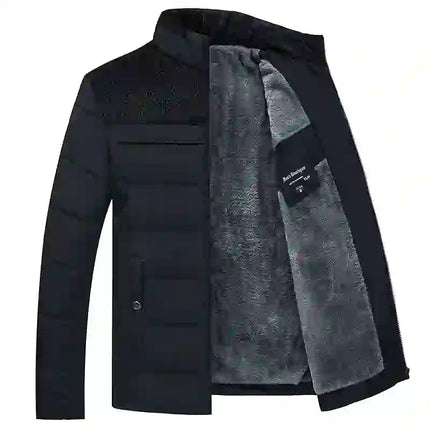 Pufferjacka Herr Plyschig Förtjockad Parkas Stand Collar Jacka Herr C