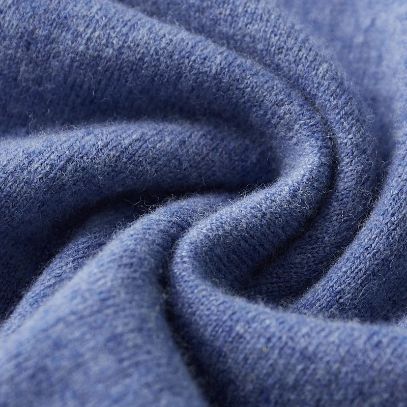 Pure Wool Sweater Men's POLO Neck Three-Button Loose Business Casual Medium Thick Warm Long-Sleeved Cashmere Large Knitted Shirt