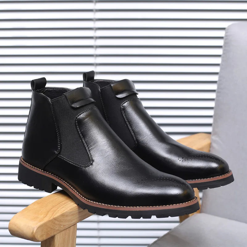 Chelsea Boots Men | Leather Ankle Boots | British Brogue Shoes