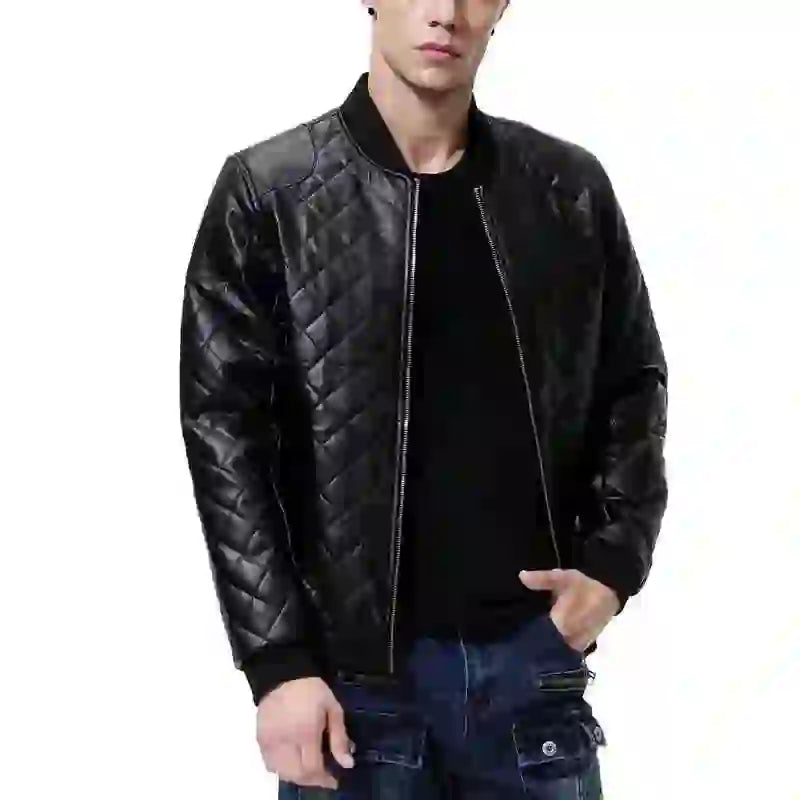 Mens Biker Clothes Slim Fit Casual Leather Jackets Trendy Mens Jackets Fashion Brand Vintage Leather Coats Men's Motorcycle Coat