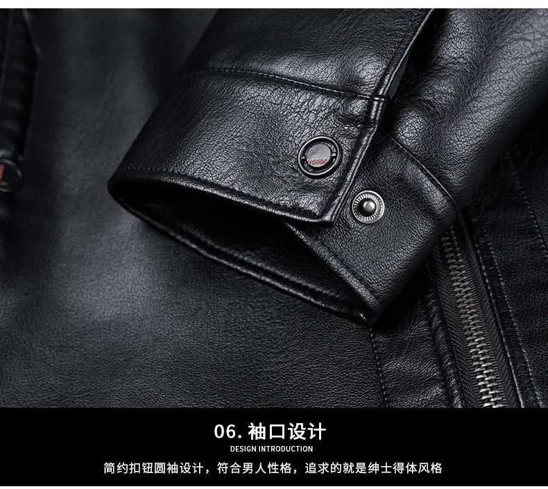 Men's Fur One Casual Thickened Motorcycle Jacket Men's Fashion Leather