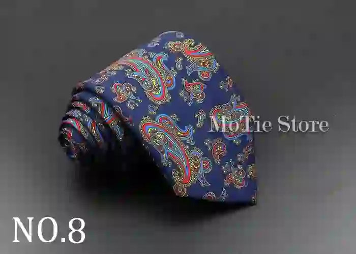 Men's Fashion Silk Tie 7. Soft Novelty Tie Blue Green Orange Color Tie