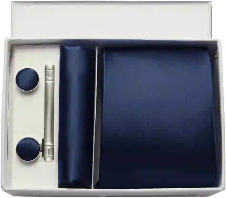 Men's Silk Tie Solid Red Blue Tie Cufflinks Gift box Formal Ties For M