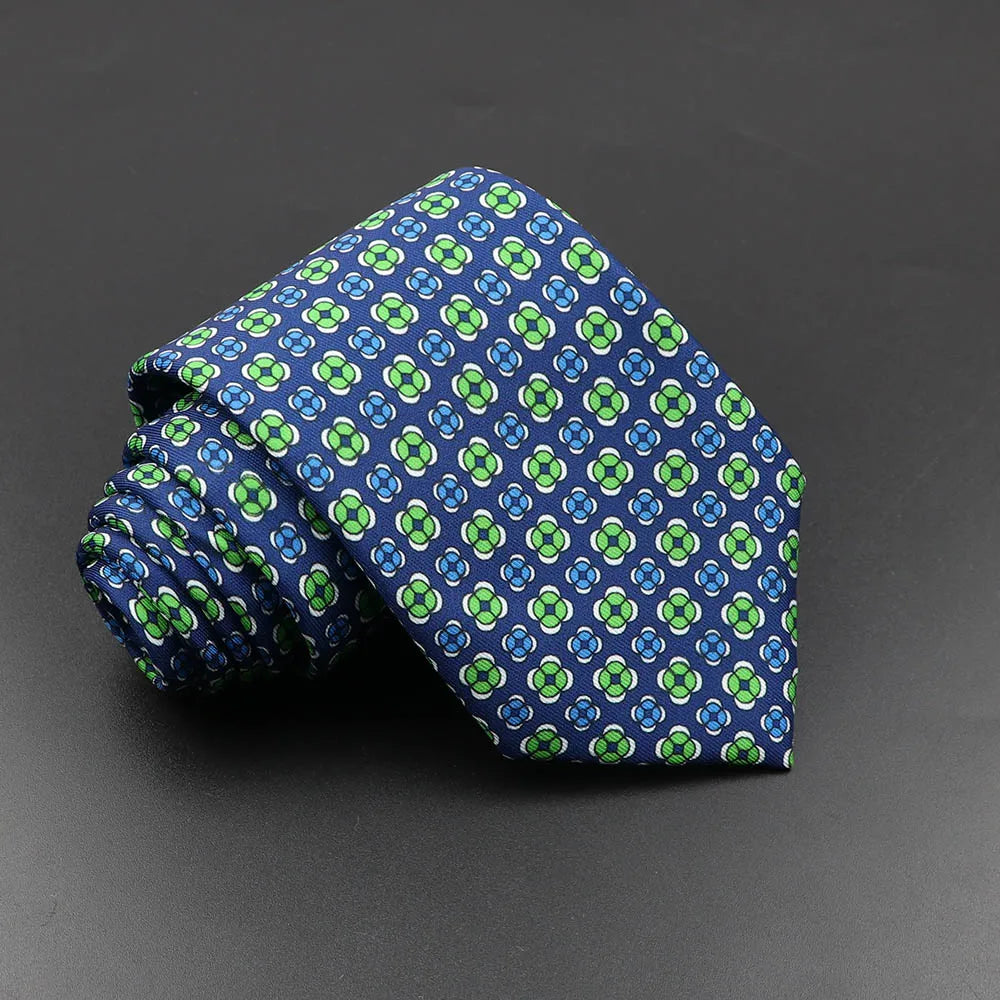 Men's Fashion Silk Tie 7. Soft Novelty Tie Blue Green Orange Color Tie